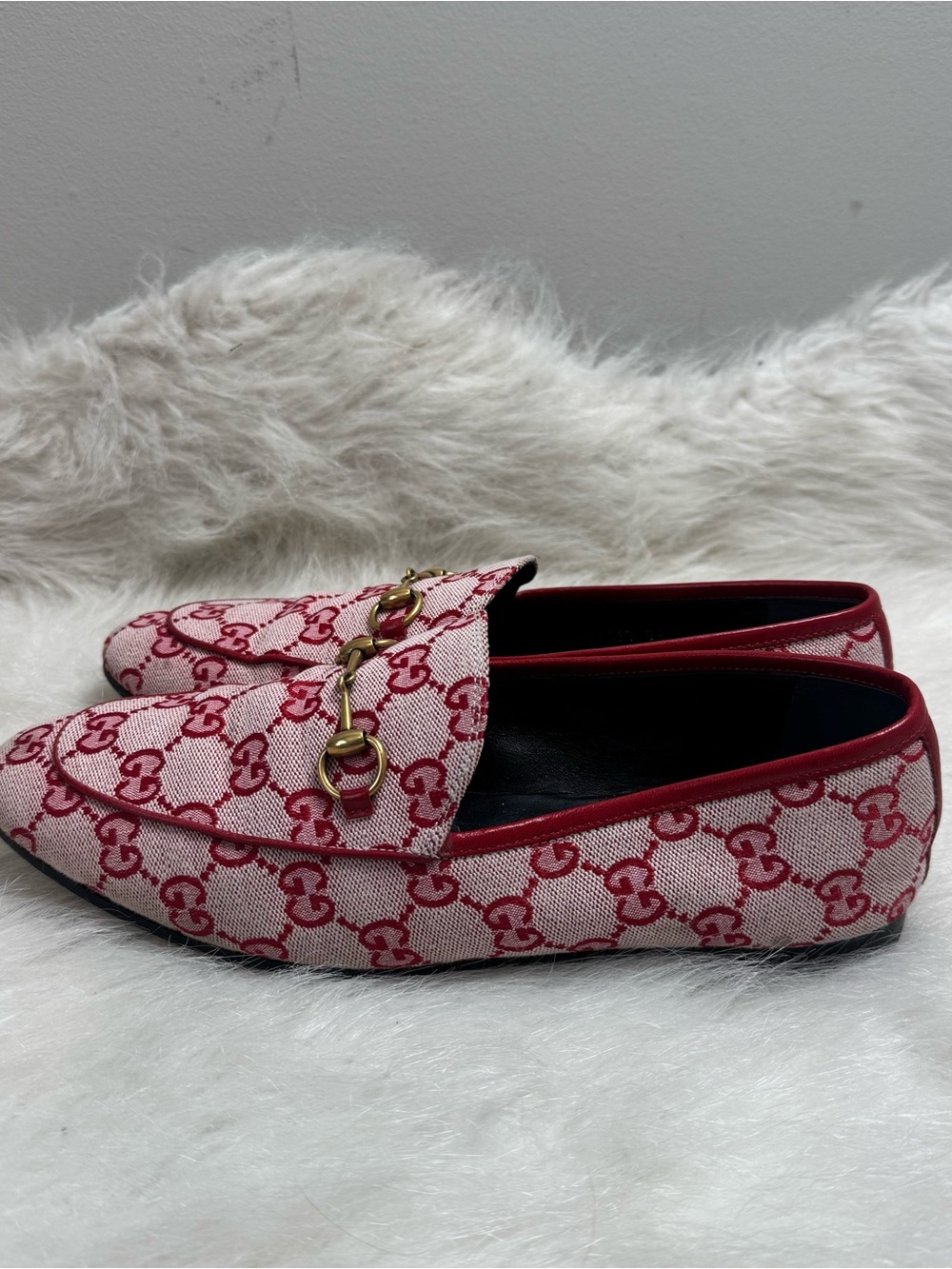Gucci Jordaan Horsebit GG Canvas Loafers - Picture 10 of 12